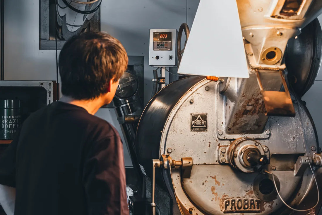 NOVOLD COFFEE ROASTERSの焙煎士がProbat焙煎機の温度表示を確認